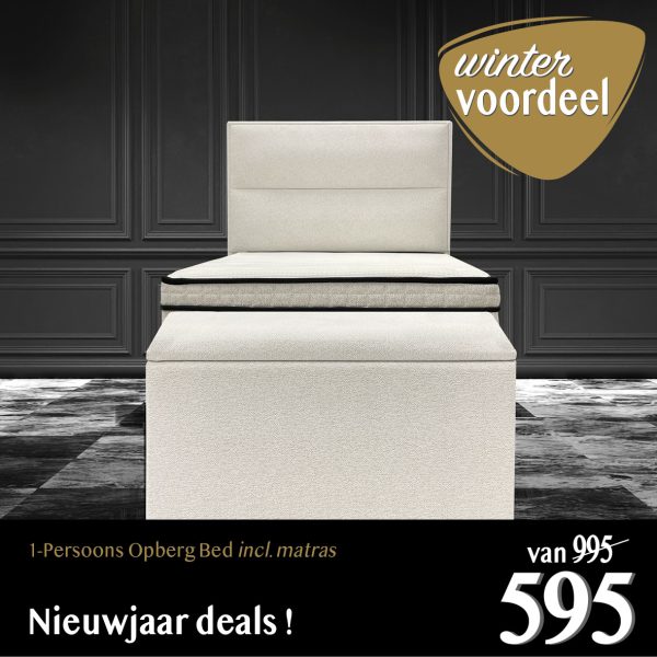 Boxspring Prada – 1 Persoons Opbergbed